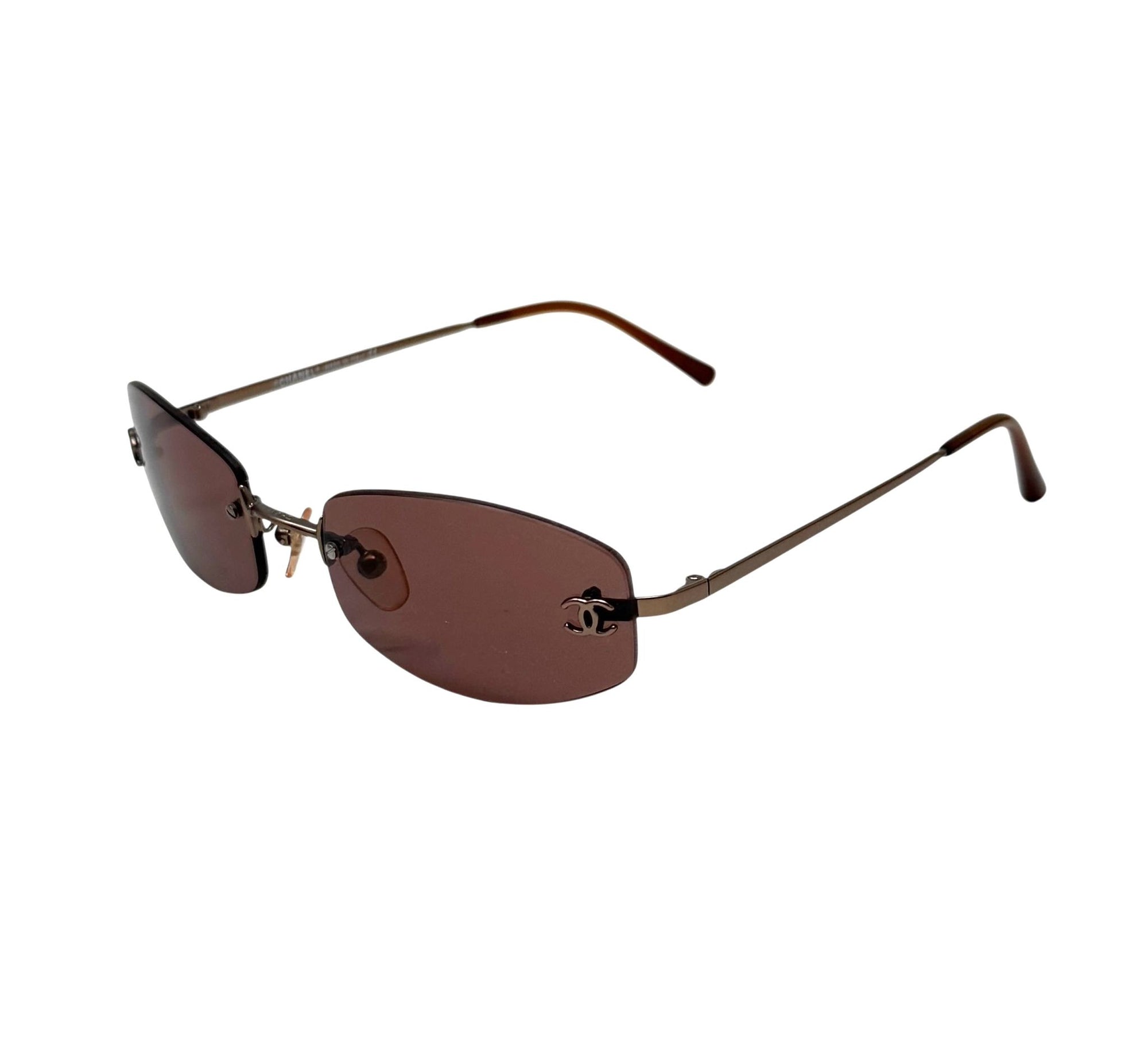 Chanel Dark Purple Mini Rimless Sunglasses