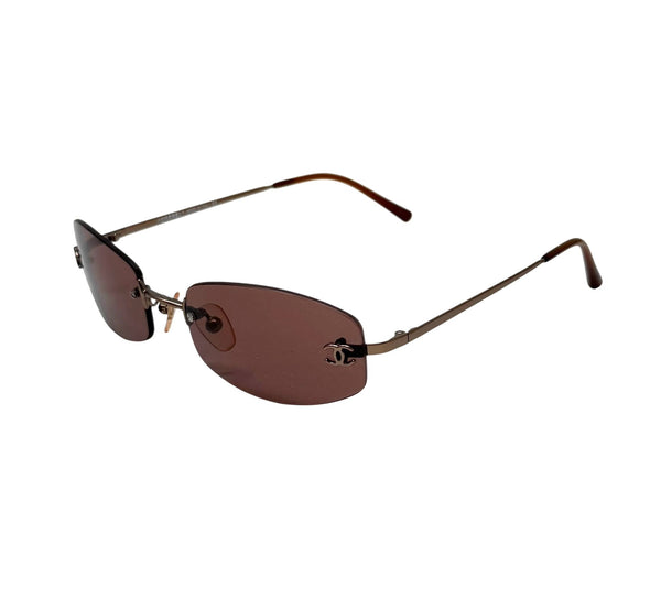 Chanel Dark Purple Mini Rimless Sunglasses