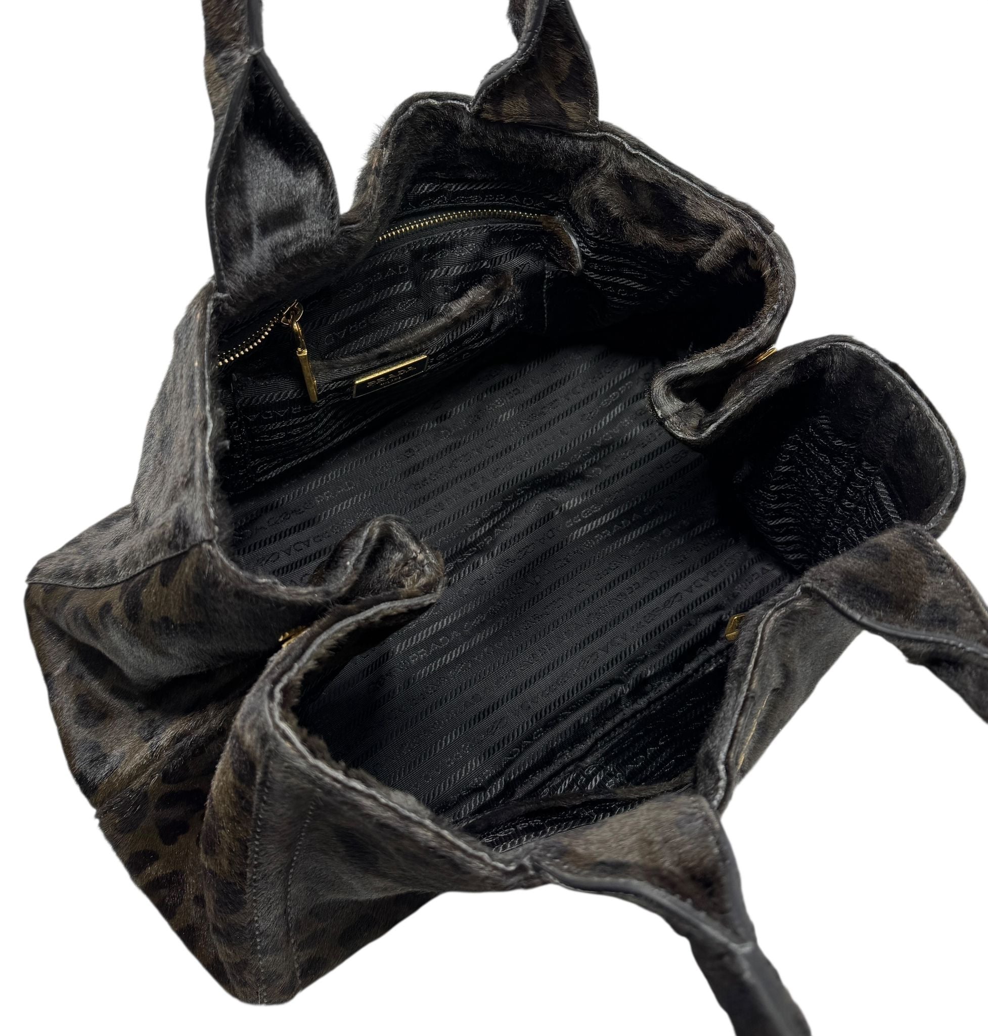 Prada Cheetah Calf-Hair Top Handle Bag