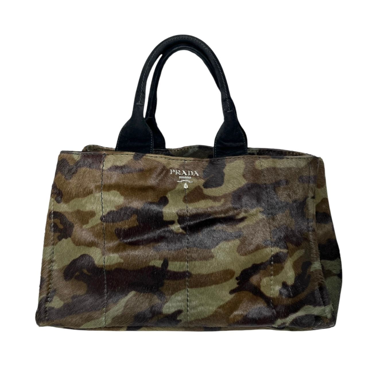 Prada Camo Print Calf Hair Top Handle Bag