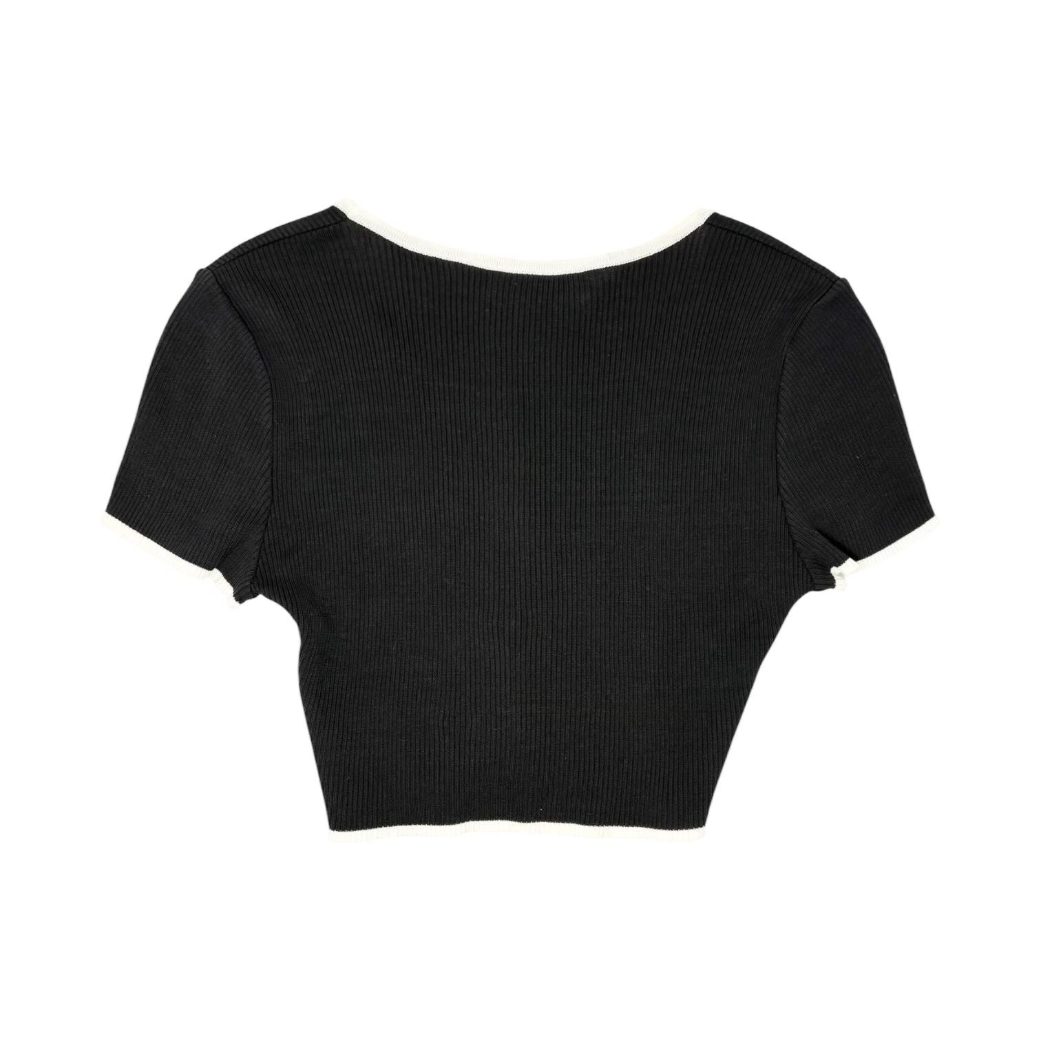 Chanel Black Logo Button Crop Top