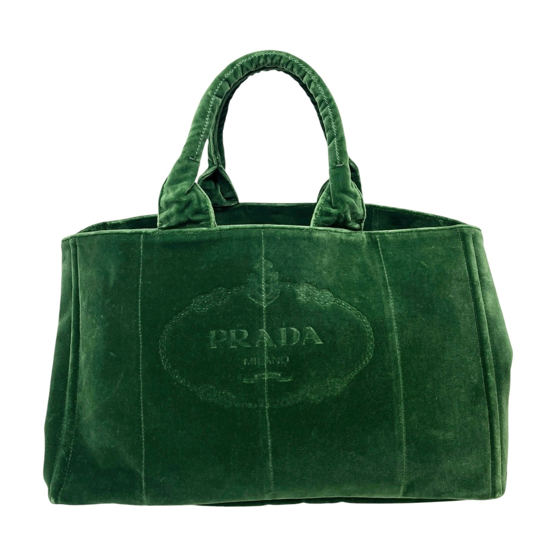 Prada Green Velvet Top Handle Bag