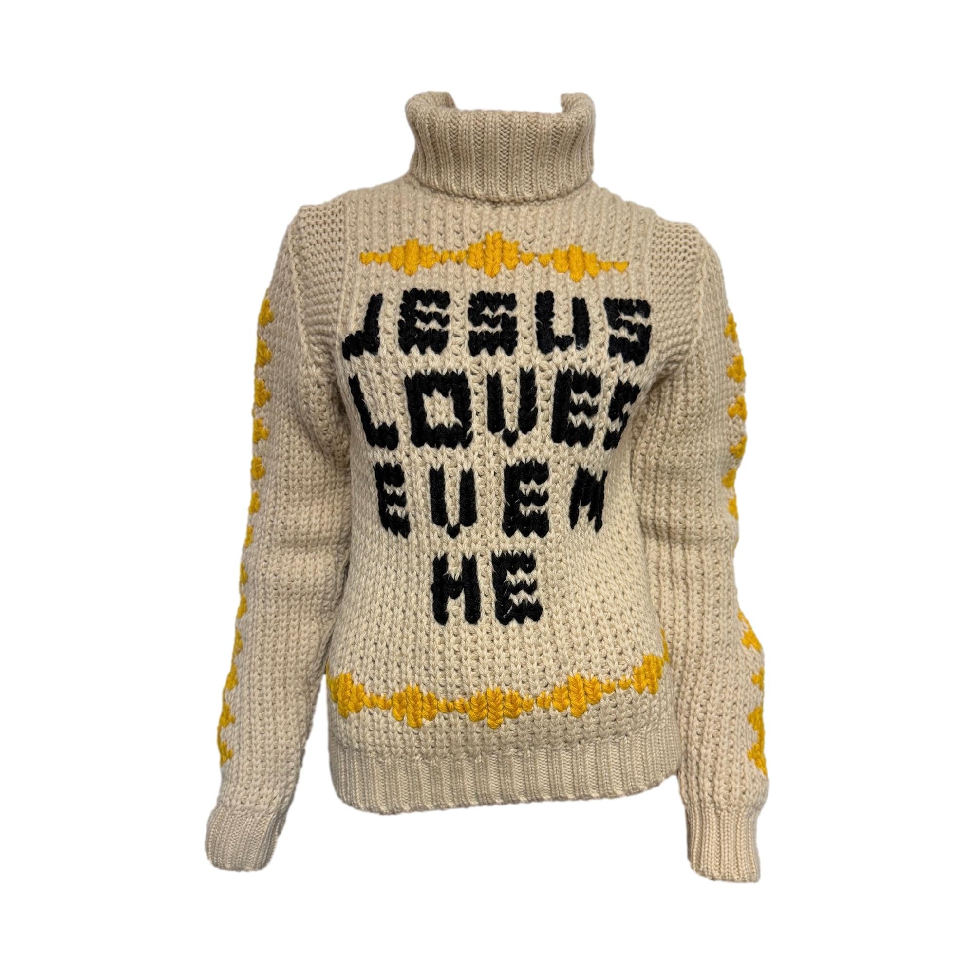 Dsquared2 “Jesus Loves Even Me” Wool Turtleneck Sweater