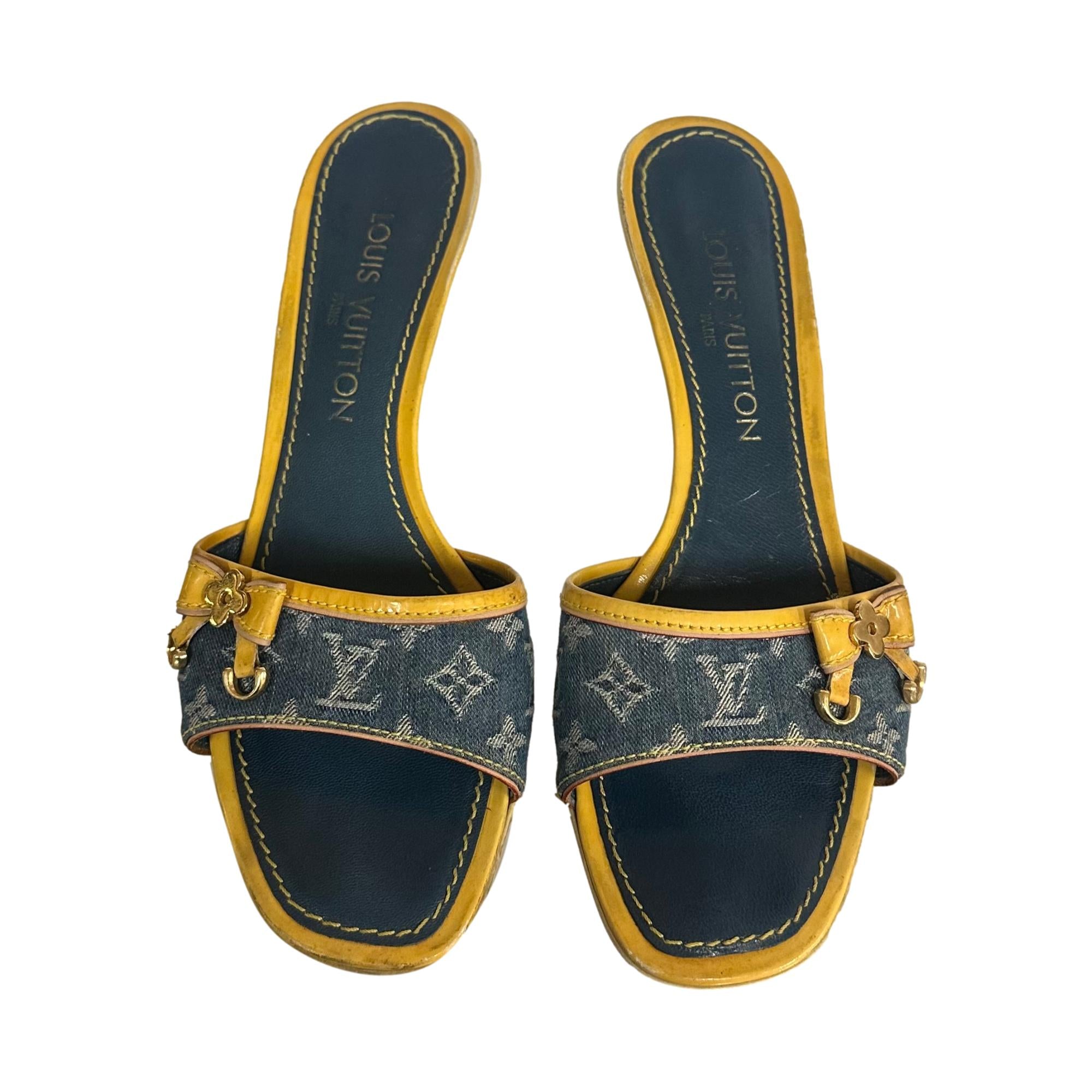 Louis Vuitton Blue Denim Kitten Heels