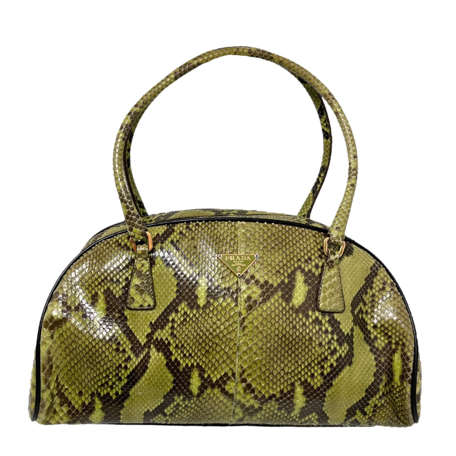 Prada Green Snakeskin Boston Bag