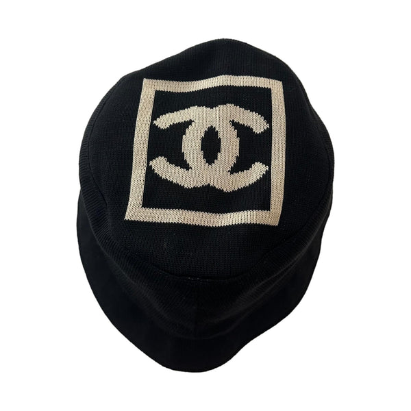 Treasures of NYC - Chanel Black Logo Knit Bucket Hat
