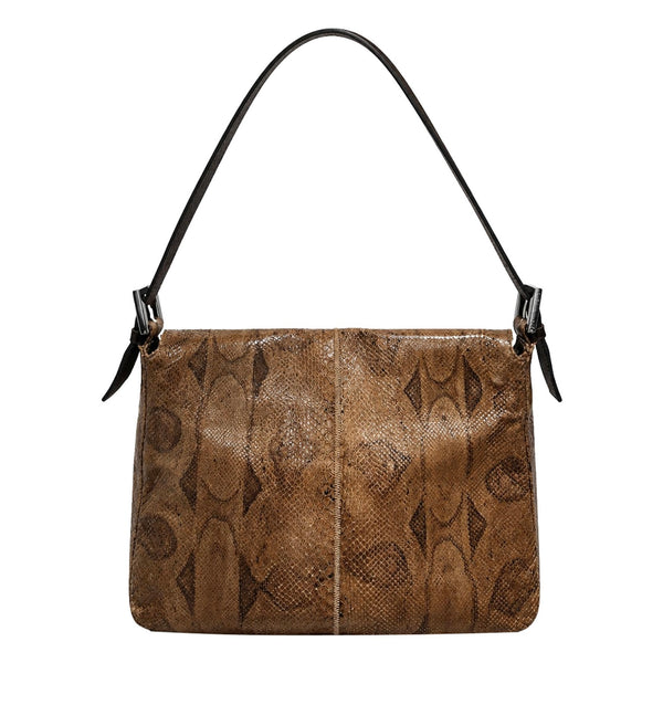 Fendi Brown Snakeskin Mamma Baguette Bag