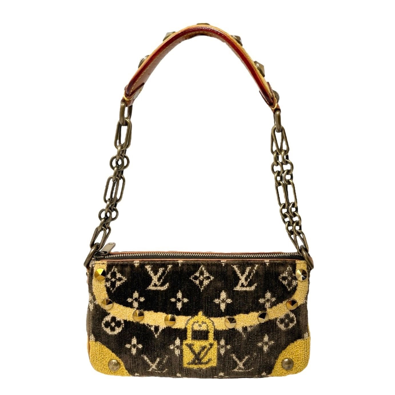 Louis Vuitton Brown Velour Logo Shoulder Bag