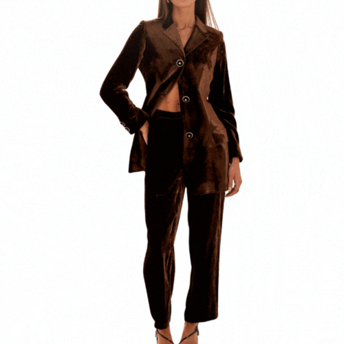 Versace Brown Velvet Pant Suit Set