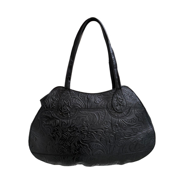 Fendi Black Embossed Large Shoulder Bag