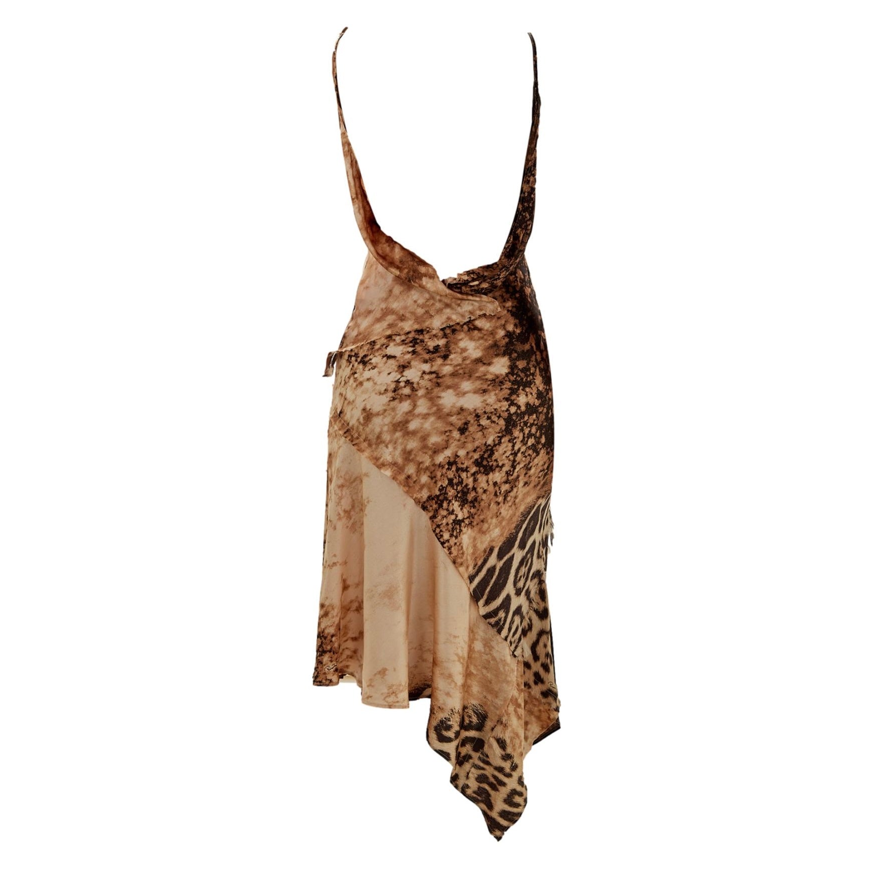 Roberto Cavalli Multi Cheetah Print Silk Slip Dress