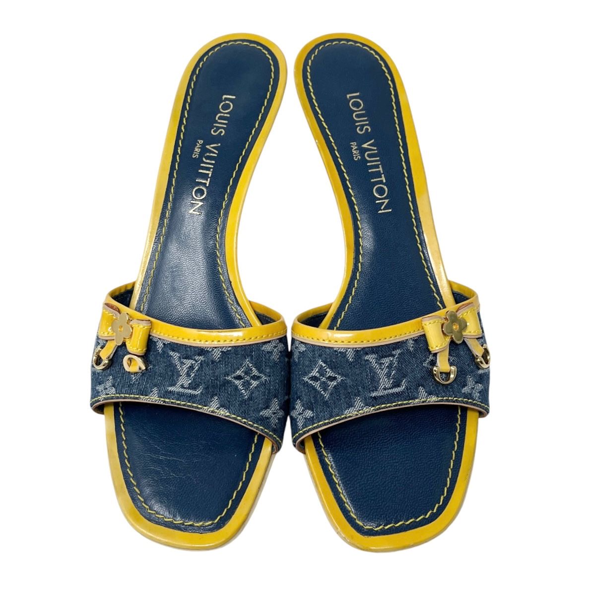 Louis Vuitton Denim Bow Logo Kitten Heels