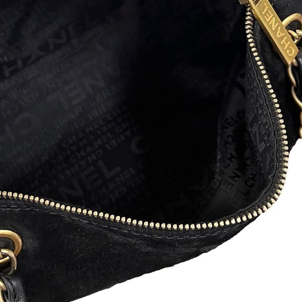 Chanel Black Suede Pocket Shoulder Bag