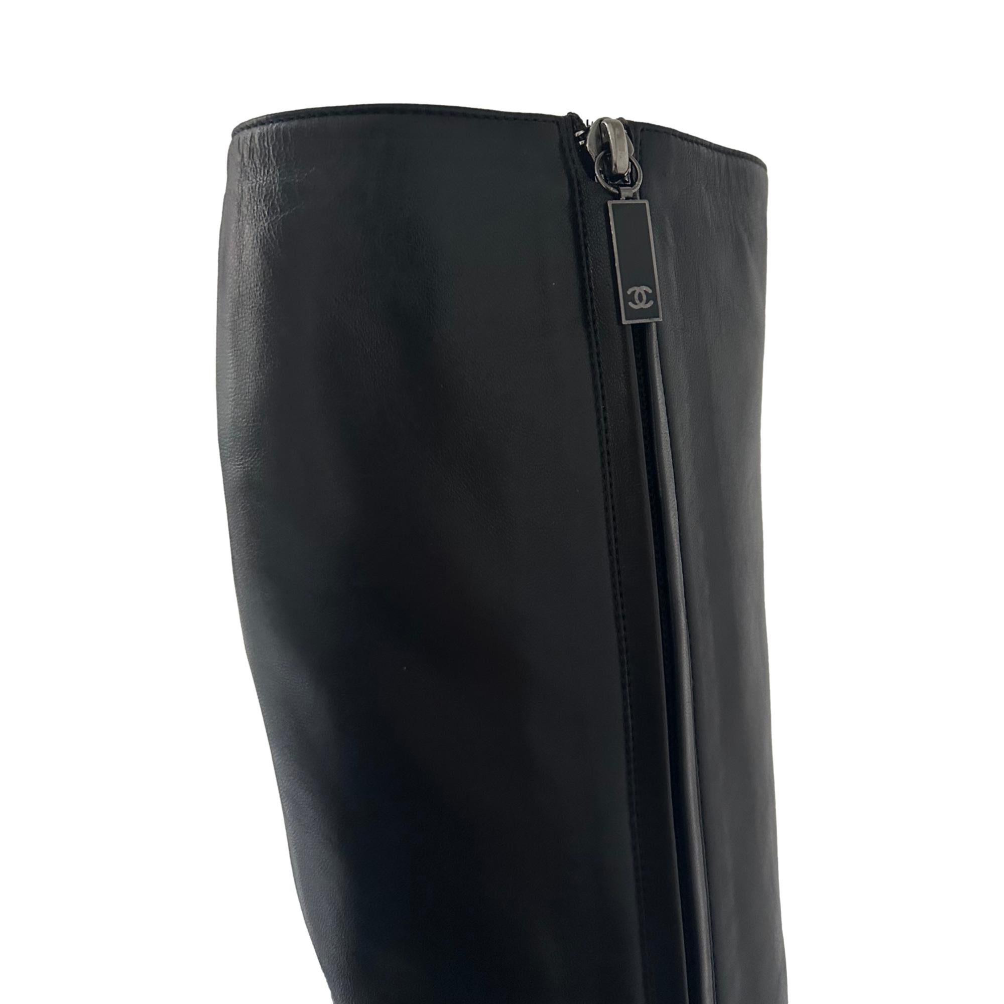 Chanel Black Leather Knee High Boots – Treasures of NYC