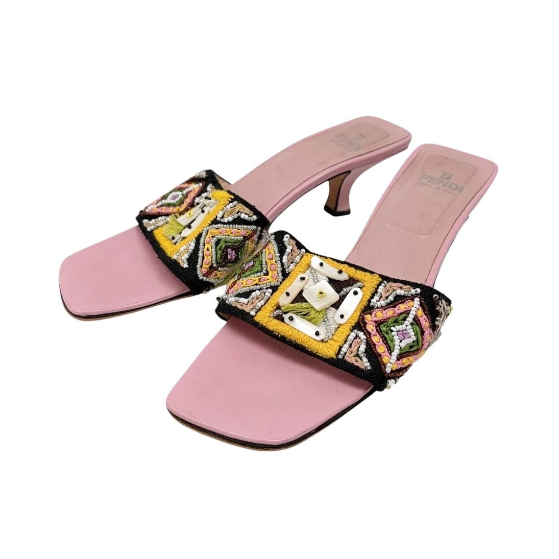 Fendi Pink Beaded Kitten Heels