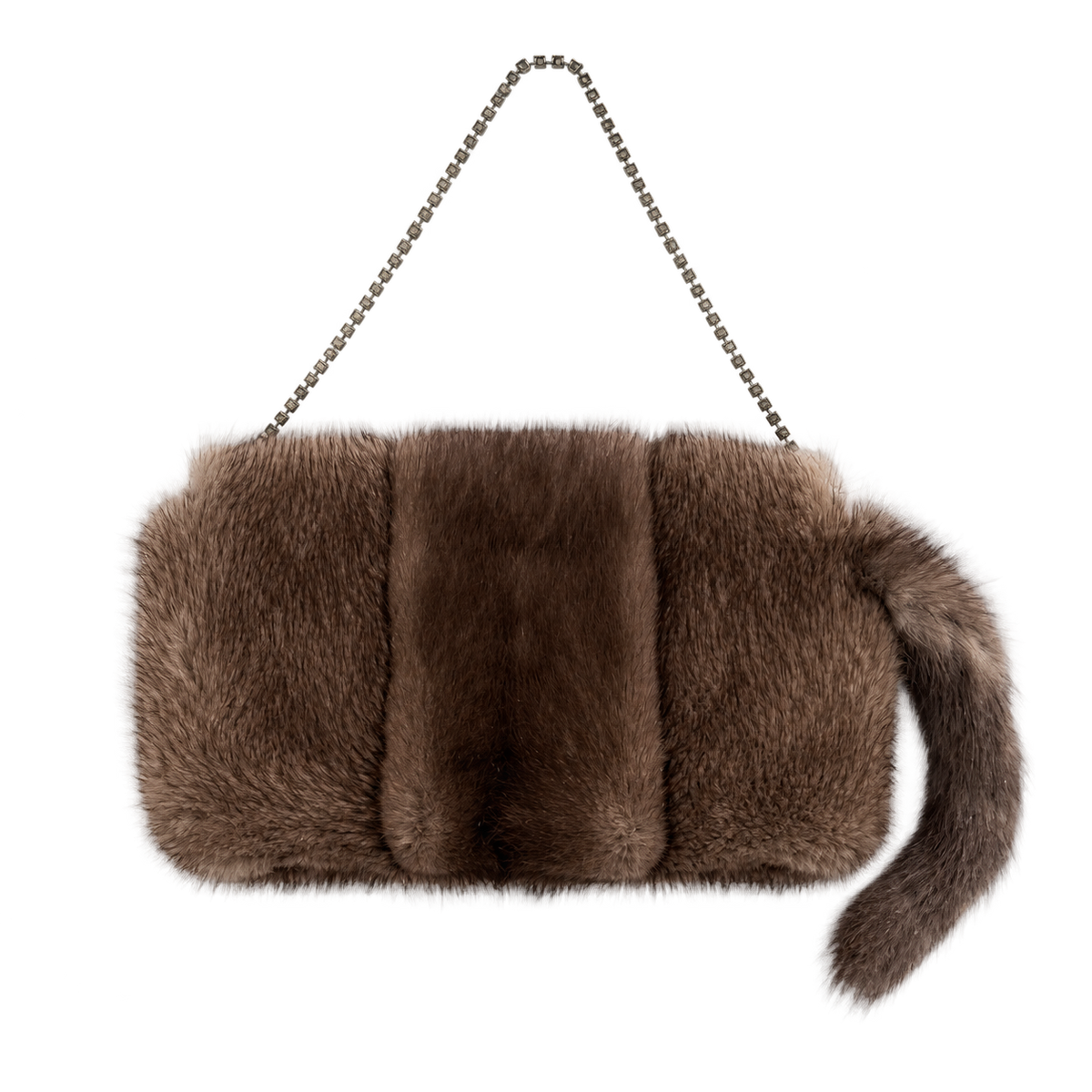 Gucci Brown Fur Dragon Clasp Mini Bag