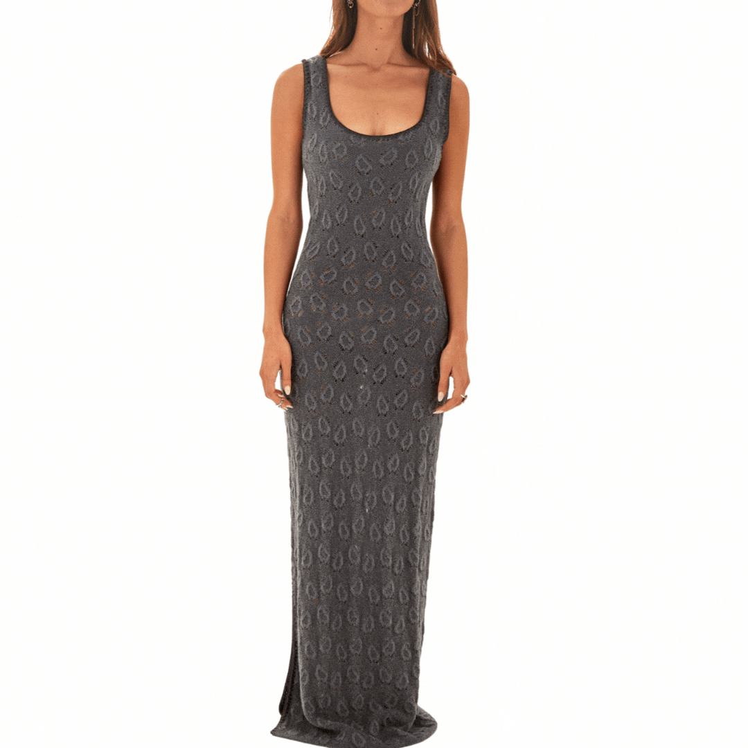 John Galliano Slate Cashmere Gown