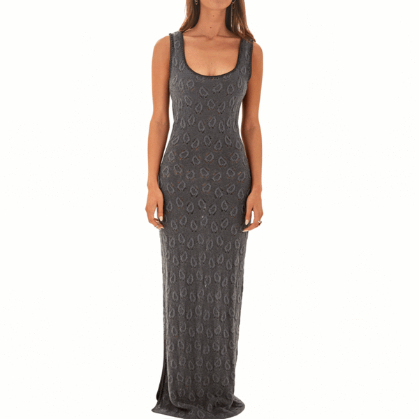 John Galliano Slate Cashmere Gown