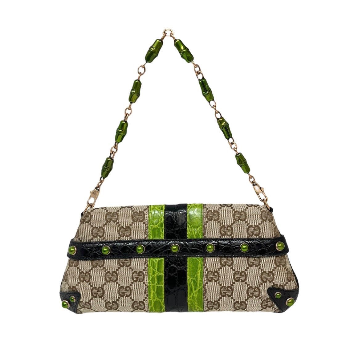 Gucci Horsebit Snakeskin Shoulder Bag