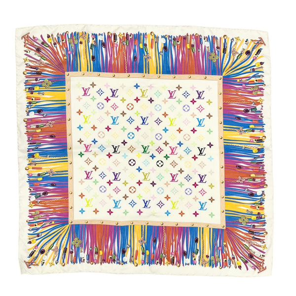 Louis Vuitton Fringe Print Logo Scarf