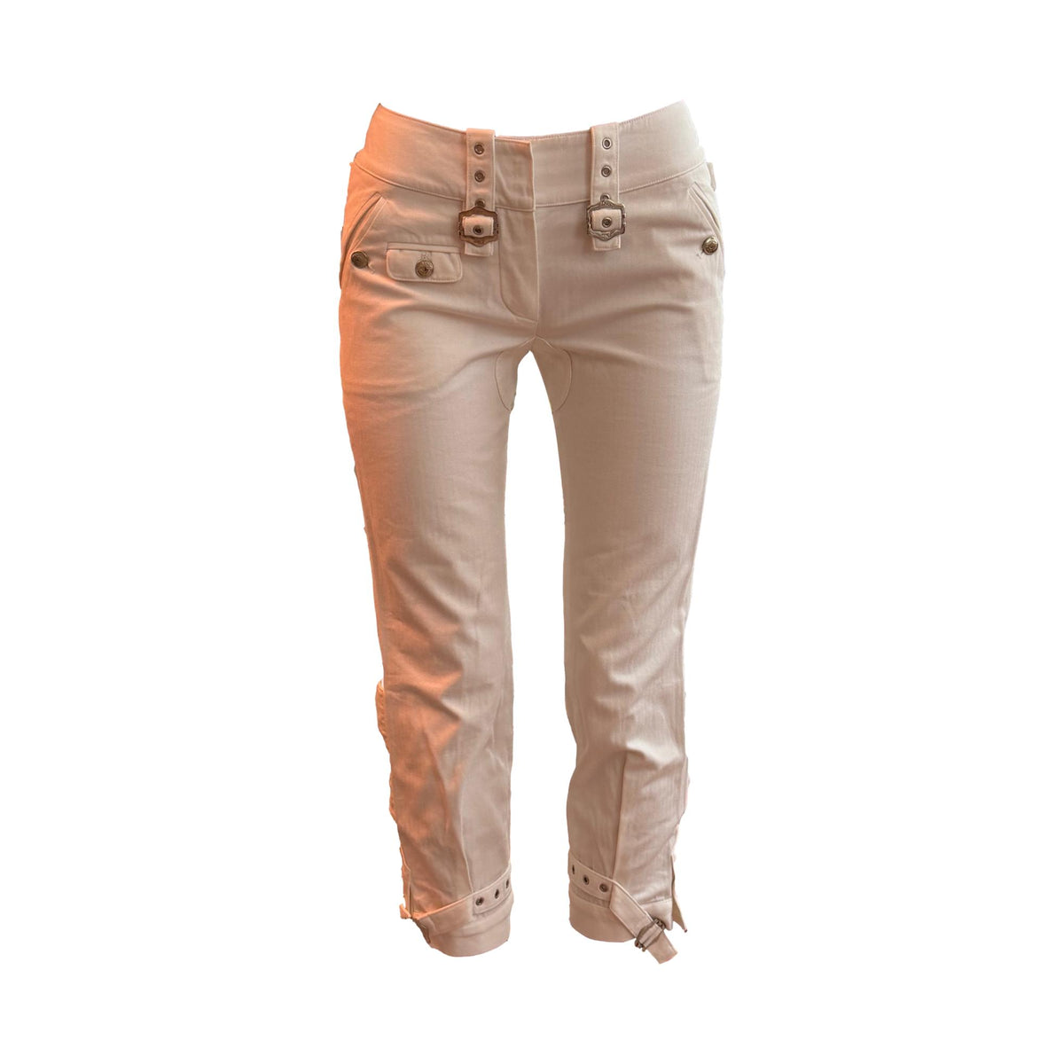 Dior White Denim Buckle Pants