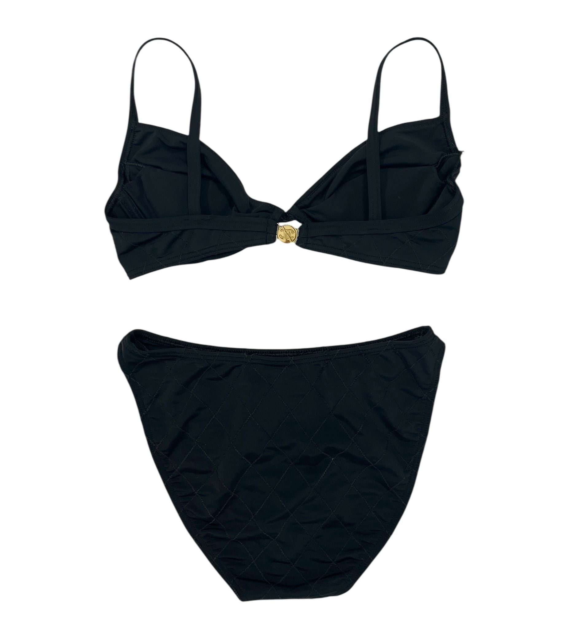 Chanel Black Quilted Logo Bikini