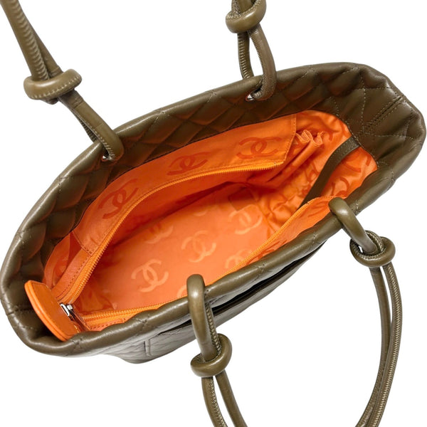 Chanel Olive Lambskin Cambon Tote