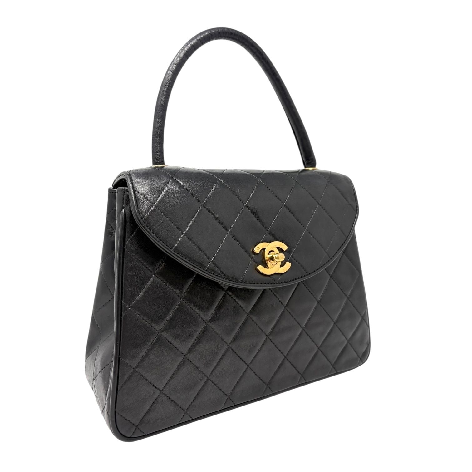 Chanel Black Lambskin Top Handle Bag