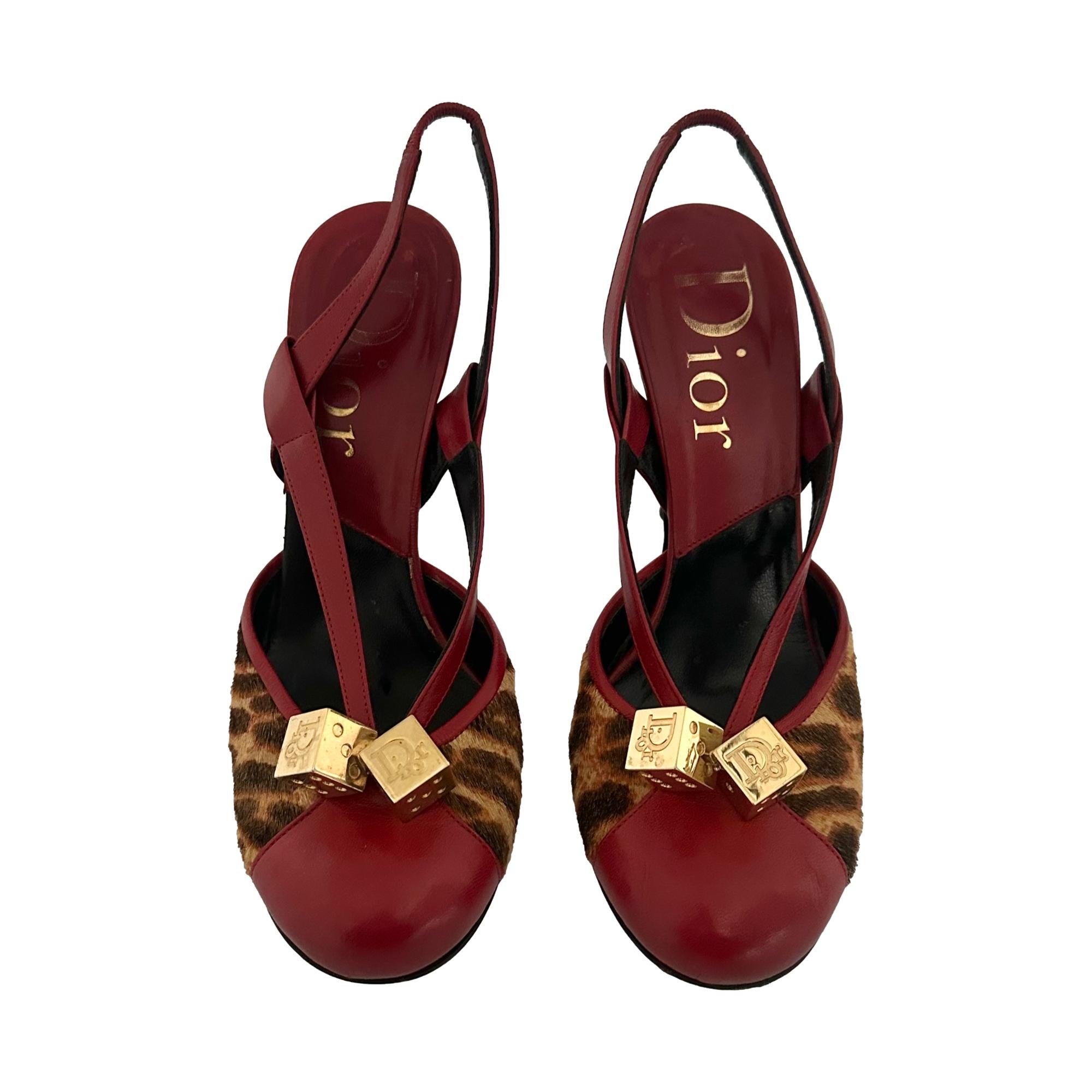 Dior Cheetah Gambler Logo Heels