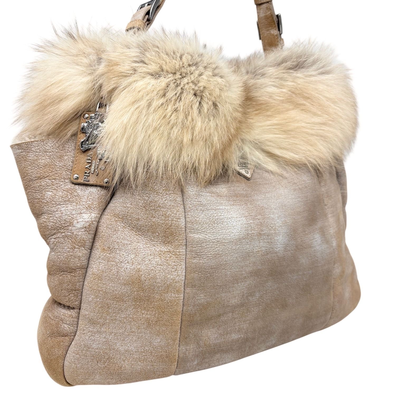 Prada Shearling Fox Shoulder Bag