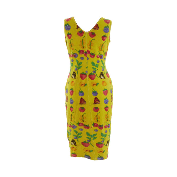 Versace Yellow Terrycloth Fruit Print Dress