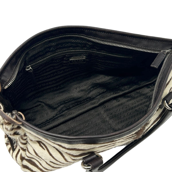 Prada Zebra Print Calf Hair Top Handle Bag