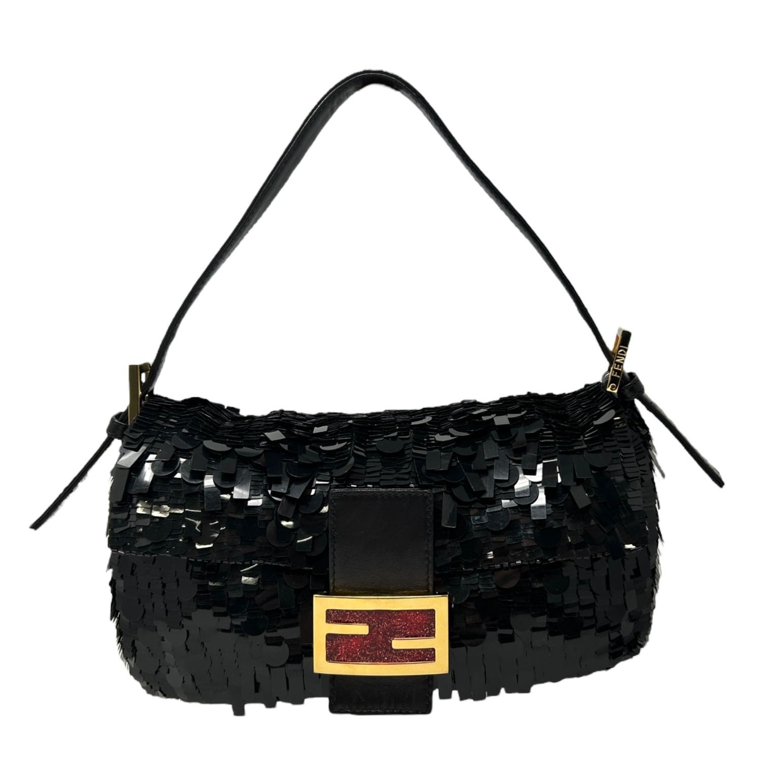 Fendi Black Sequin Baguette