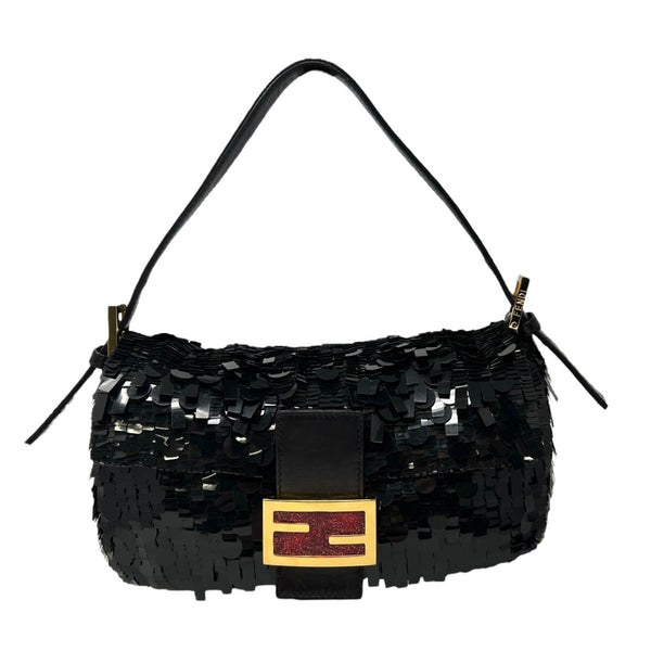 Fendi Black Sequin Baguette