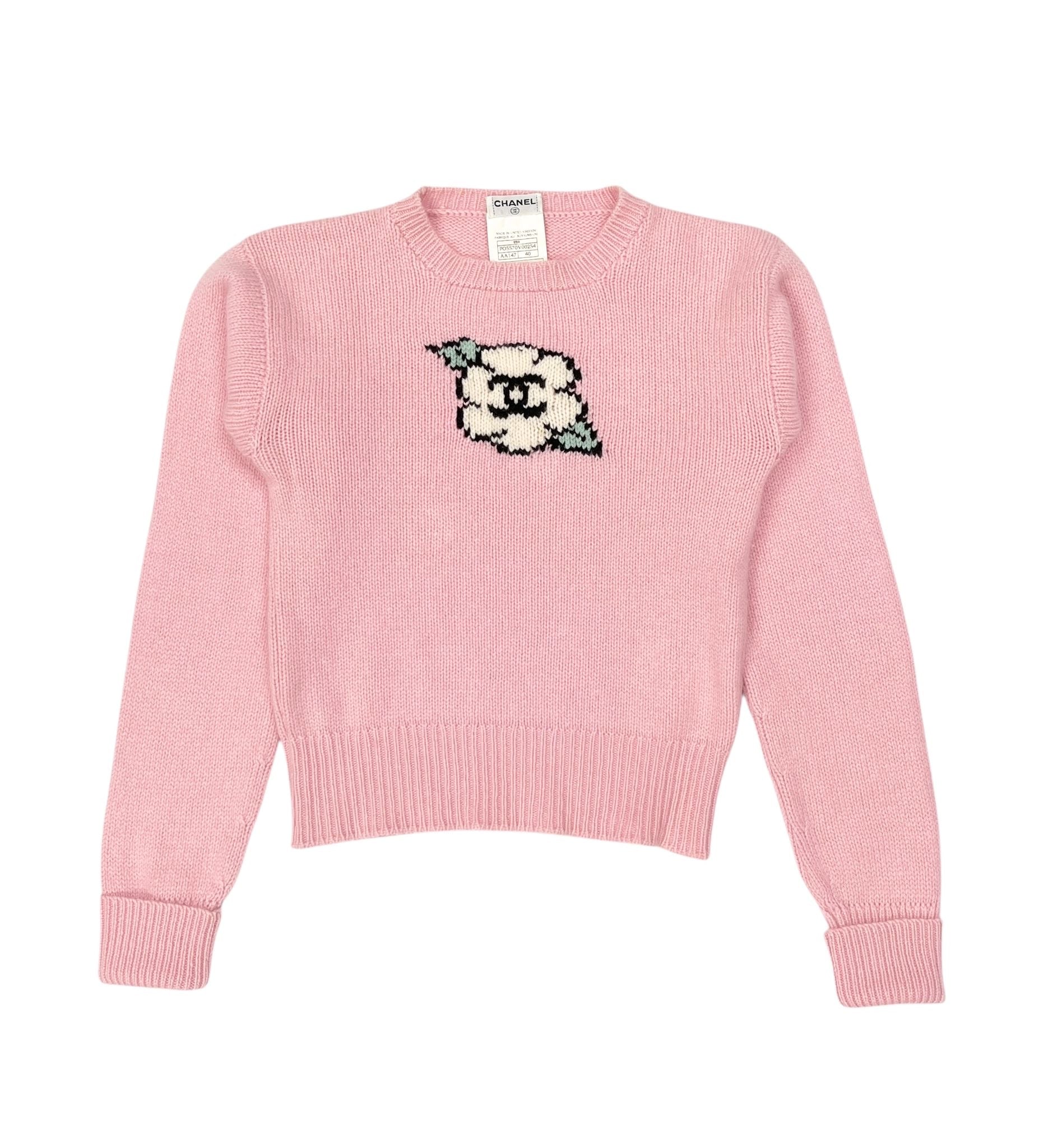 Chanel Pink Cashmere Camelia Sweater