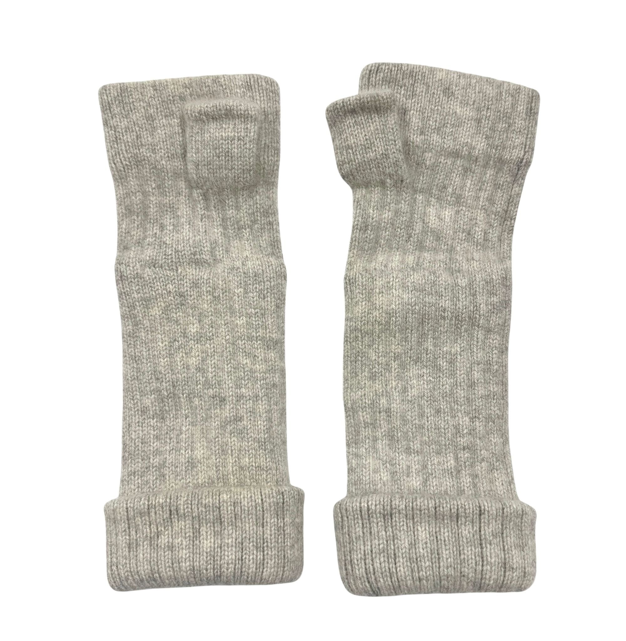 Chanel Grey Cashmere Fingerless Gloves