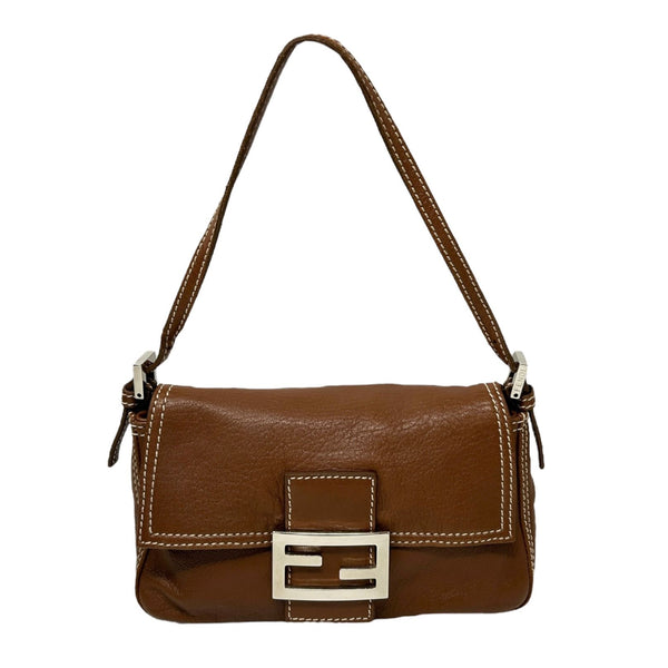 Fendi Brown Leather Mini Baguette