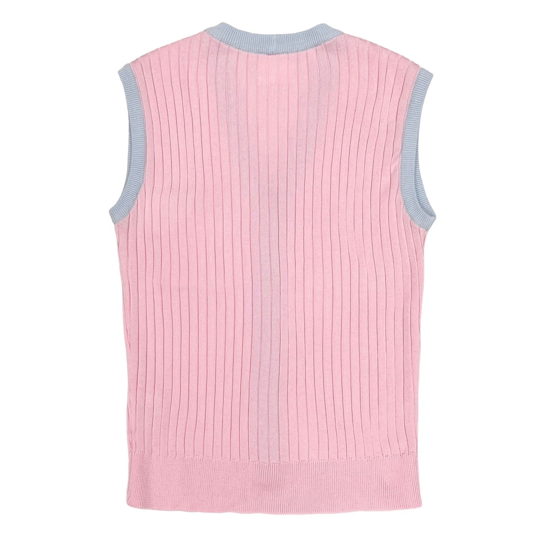 Chanel Pink Ribbed Button Tank