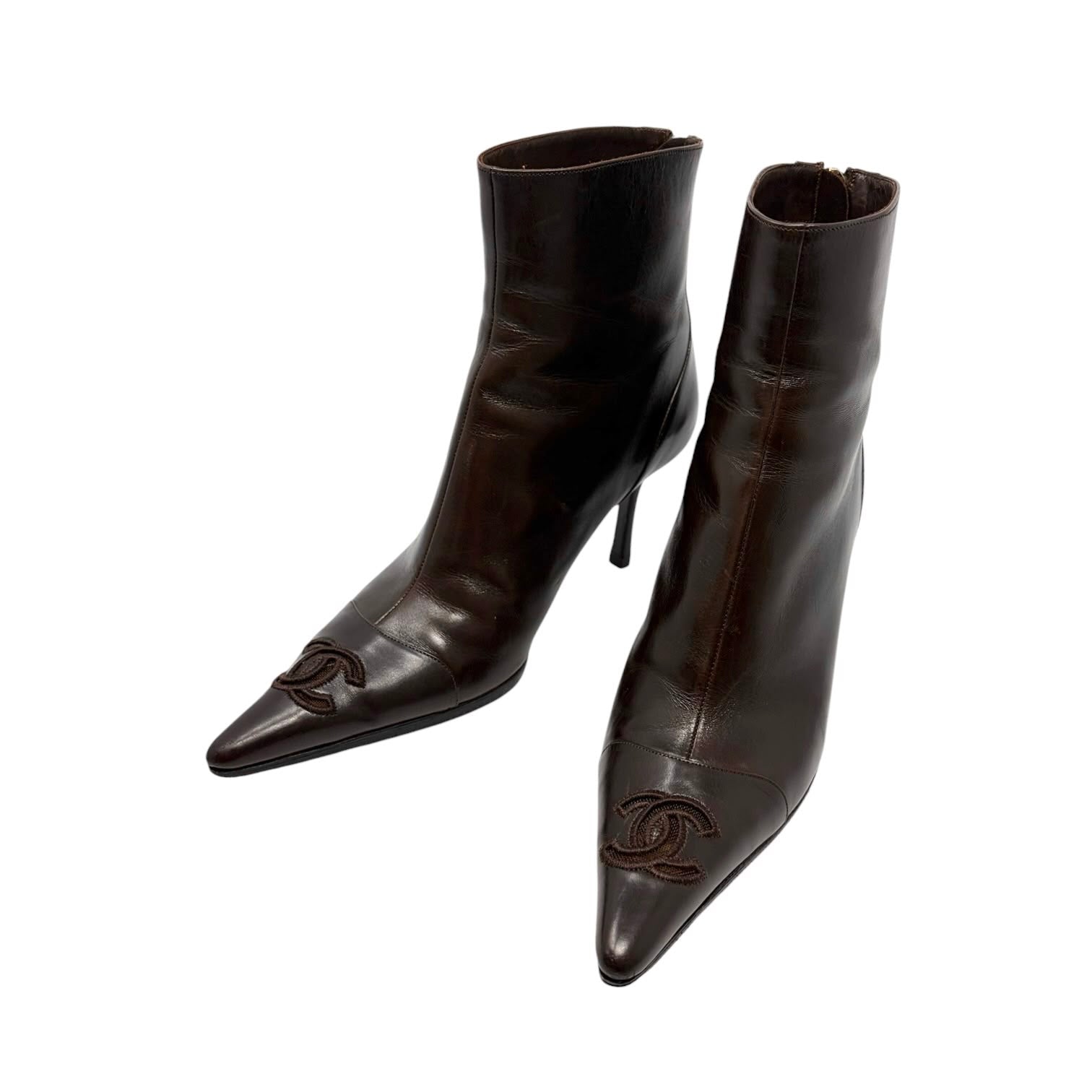 Chanel Brown Logo Boots