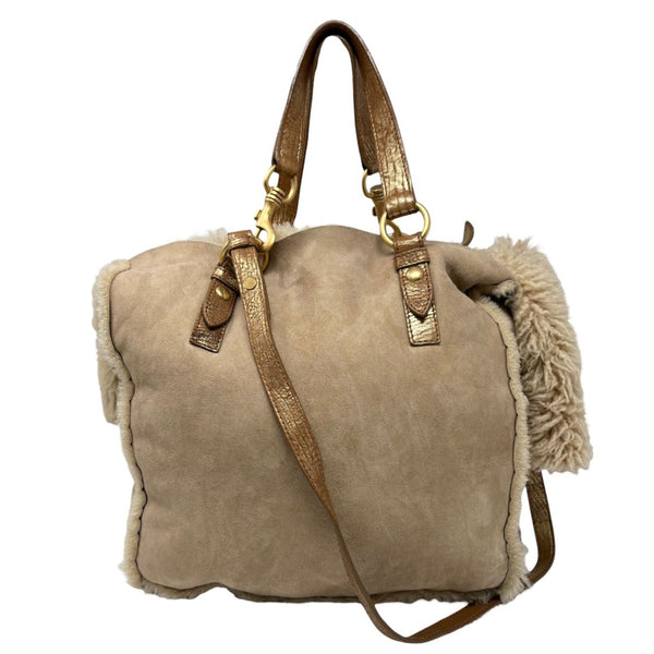 Miu Miu Brown Shearling Oversized Bag