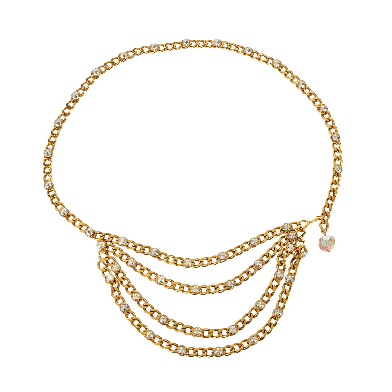 Chanel Gold Crystal Drop Belt
