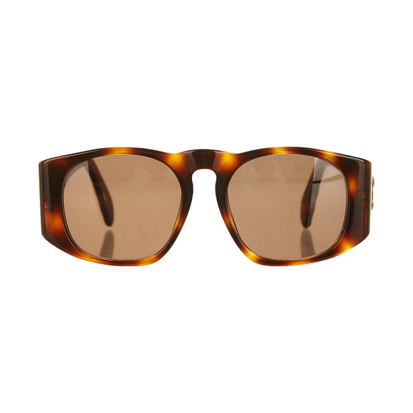 Chanel Brown Quilted Logo Round Sunglasses