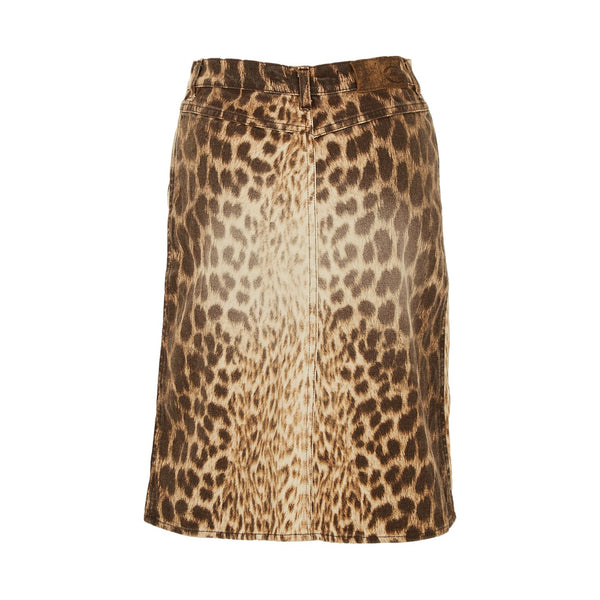 Roberto Cavalli Cheetah Print Denim Skirt