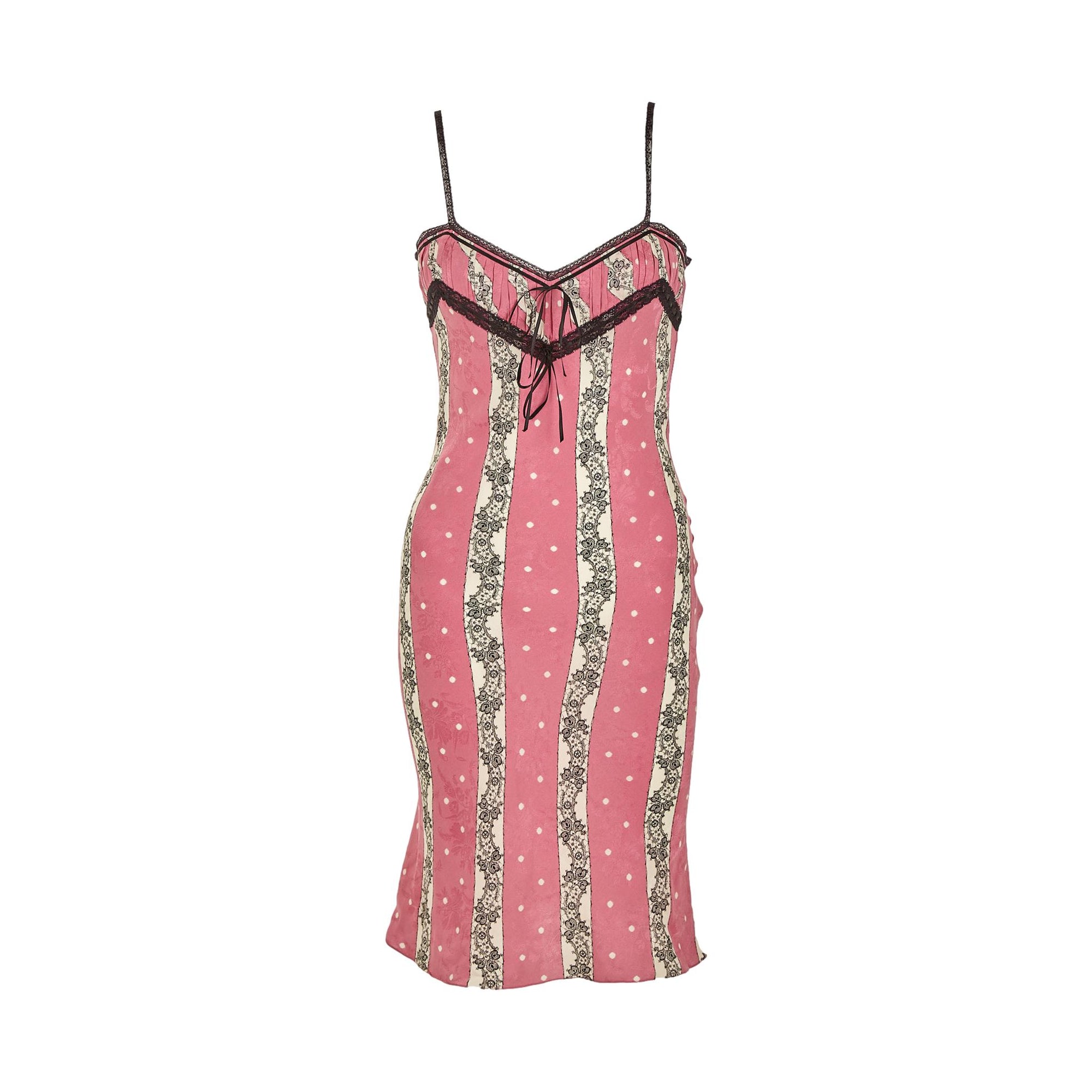 Galliano Pink Floral Lace Dress – Treasures of NYC