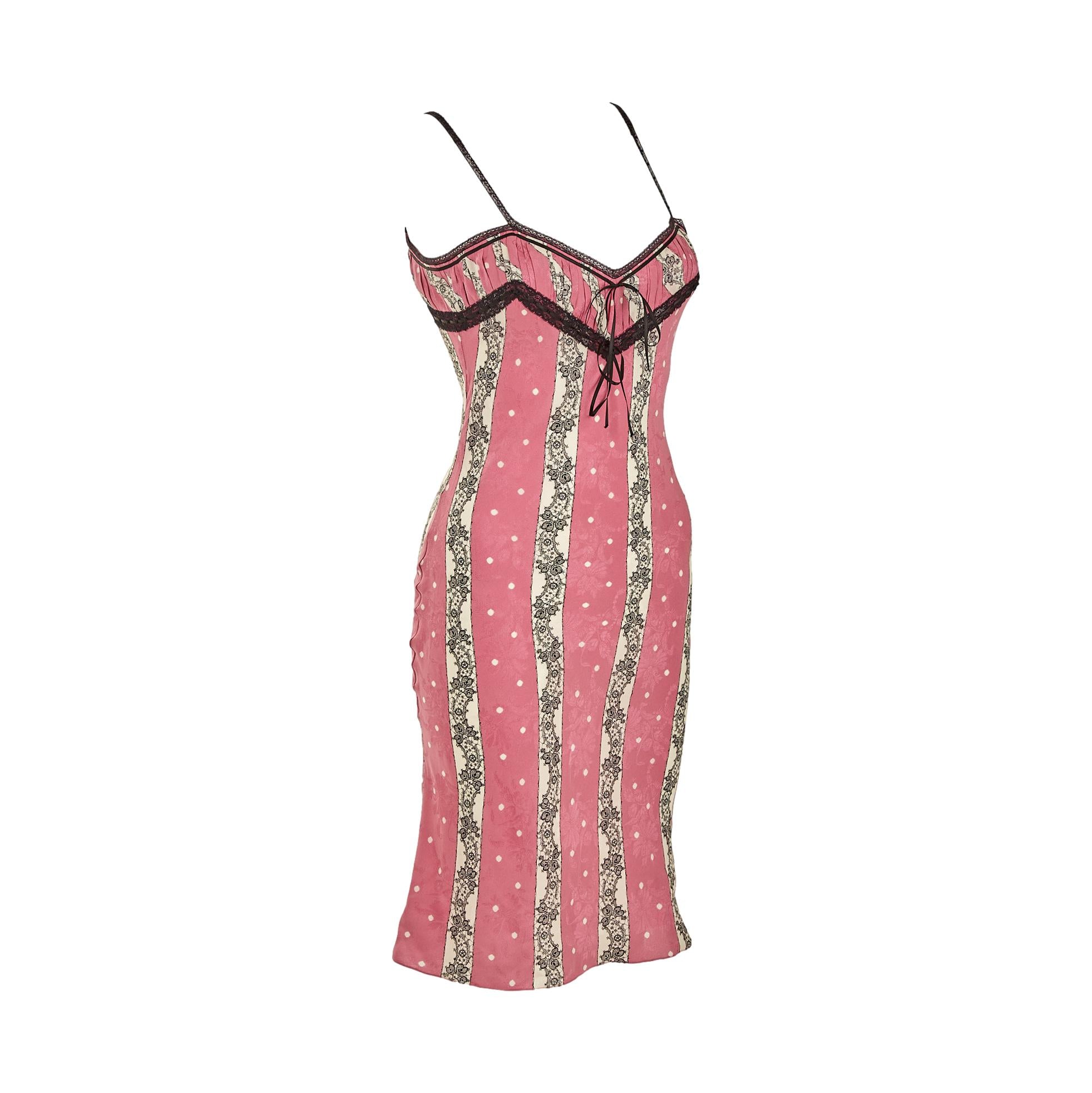 Galliano Pink Floral Lace Dress