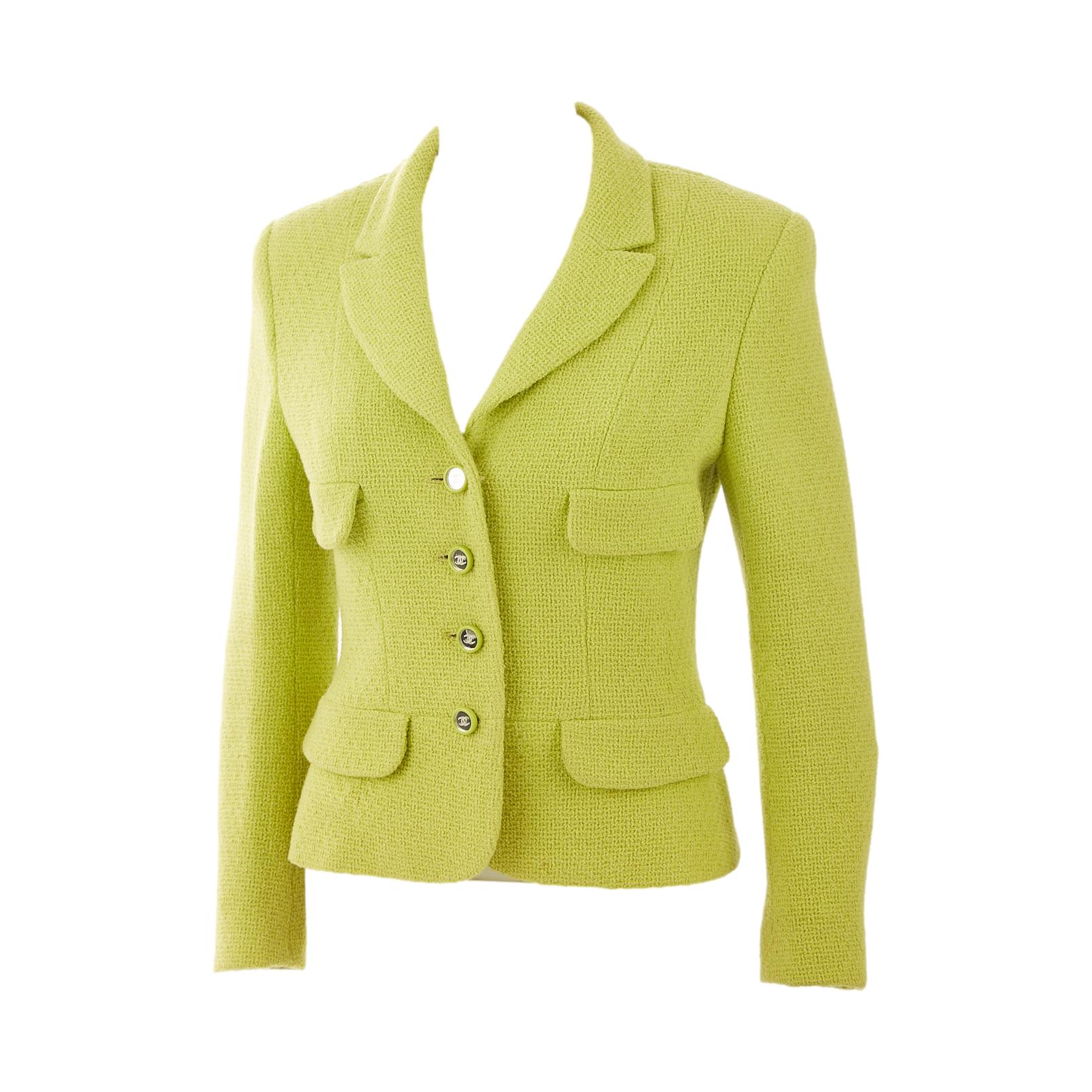 Chanel Lime Green Tweed Jacket – Treasures of NYC