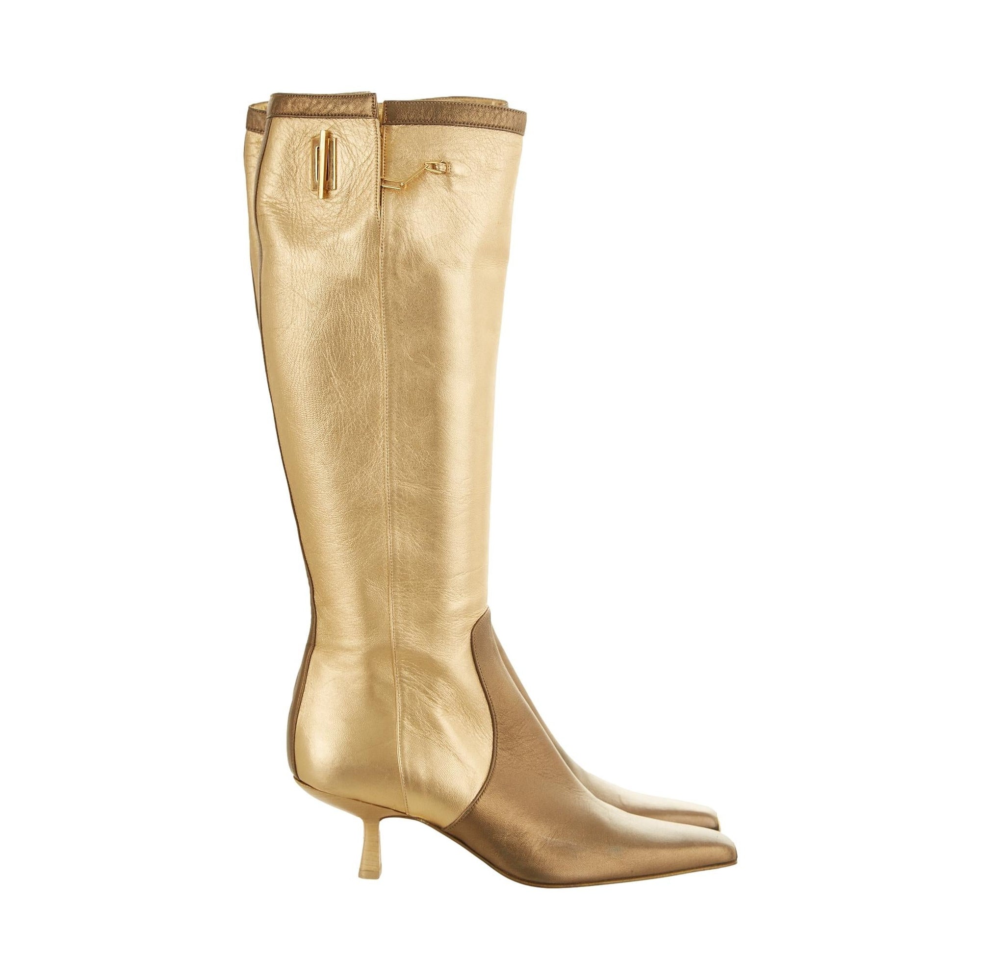 Talje hensynsfuld mens Gucci Gold Knee High Boots - Treasures of NYC