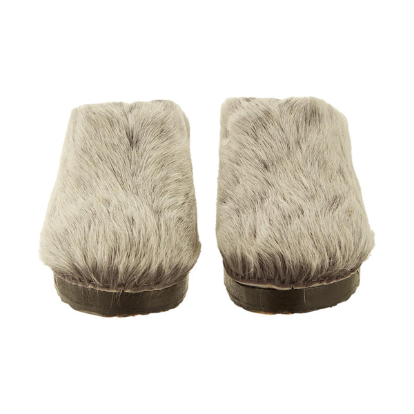 Fendi Grey Calf Hair Mules