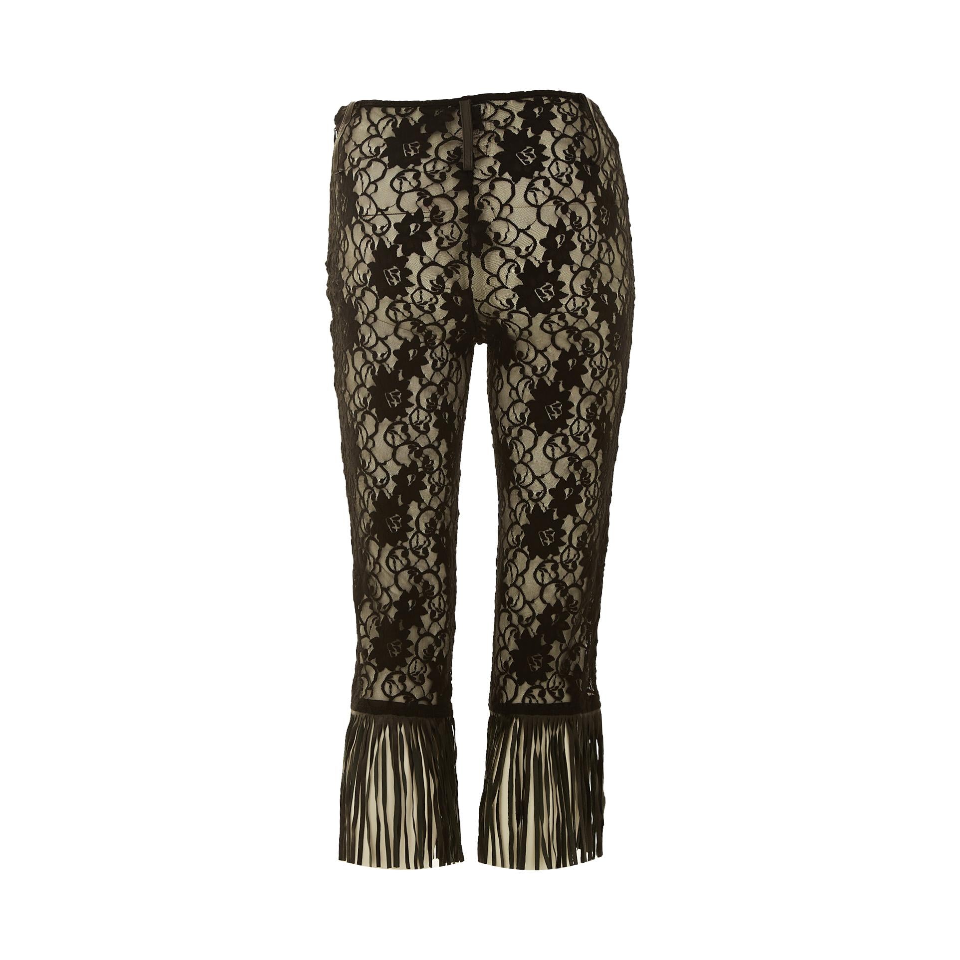 Dolce & Gabbana Black Lace Fringe Pants