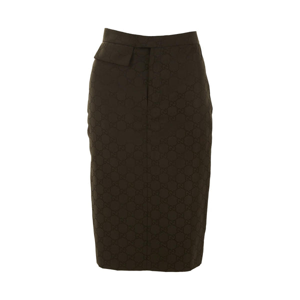 GUCCI Vintage GG Monogram Logo Knee Length Skirt #38 Black